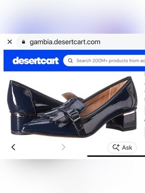 Franco Sarto Navy Patent Leather Block Heel Loafer